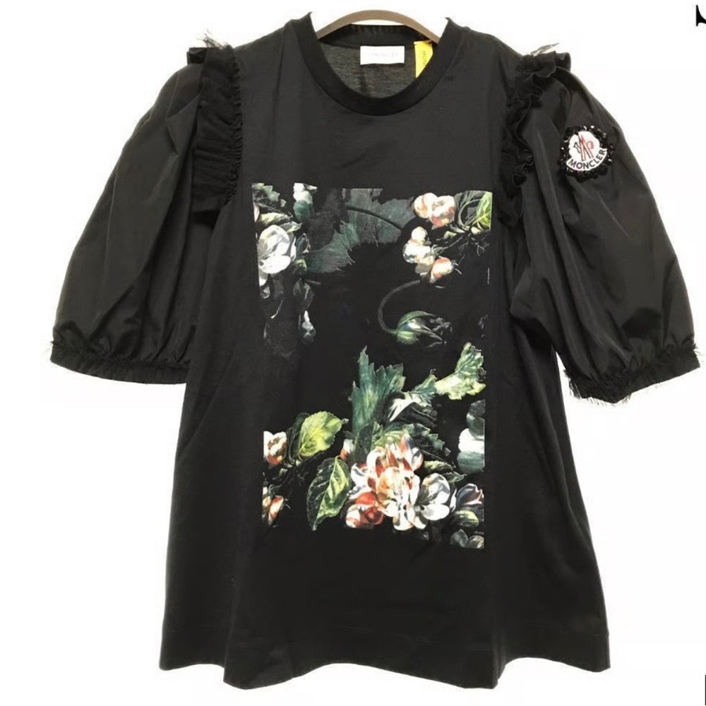 Moncler Black Floral Graphic T-Shirt